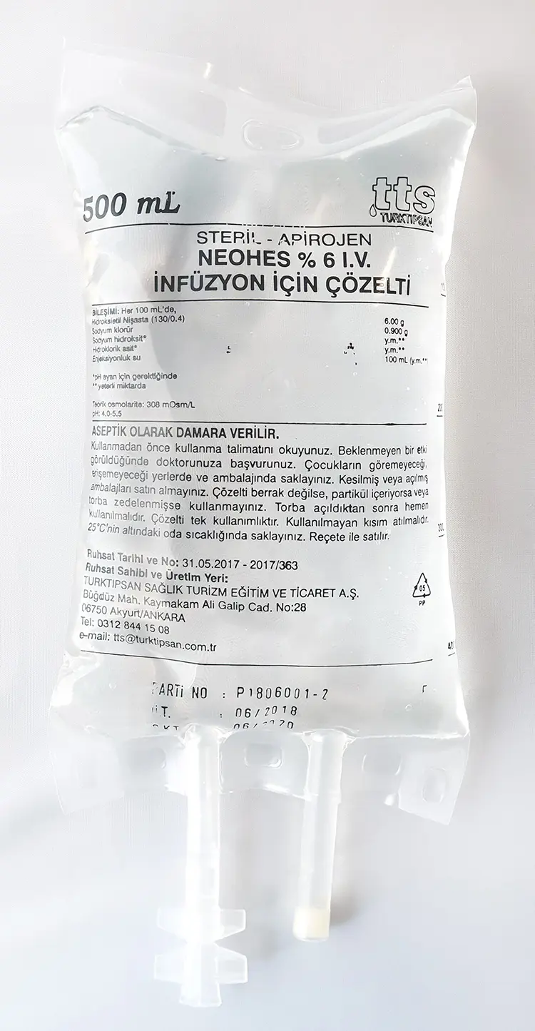 NEOHES % 6 HES %0.9 SODYUM KLORUR IV INF. ICIN COZELTI (500 ML-SETSIZ) kutu görseli