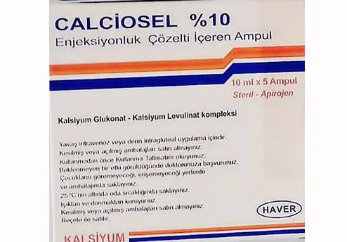 CALCIOSEL %10 ENJEKSIYONLUK COZELTI ICEREN AMPUL (10 ML 5 AMPUL) kutu görseli