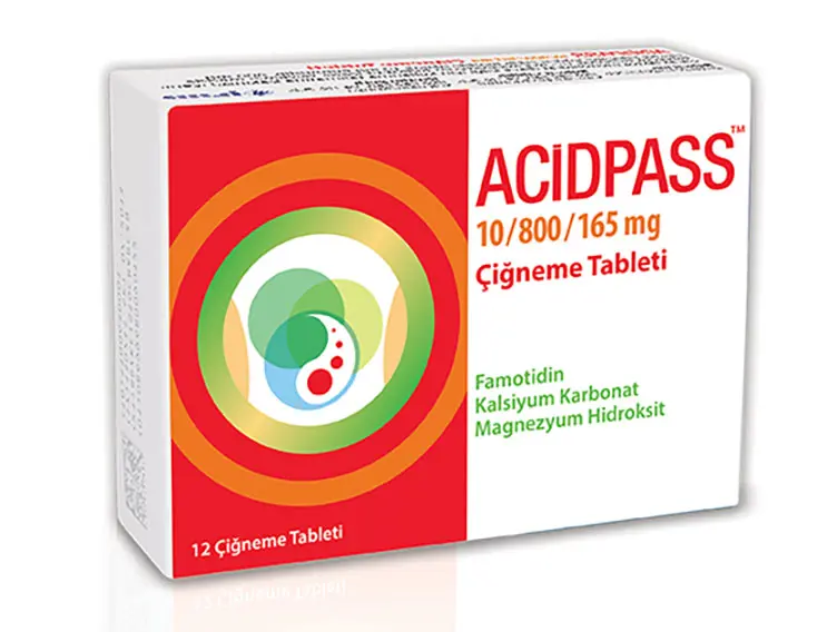 ACIDPASS  10 MG/800 MG/165 MG 12 CIGNEME TABLETI kutu görseli