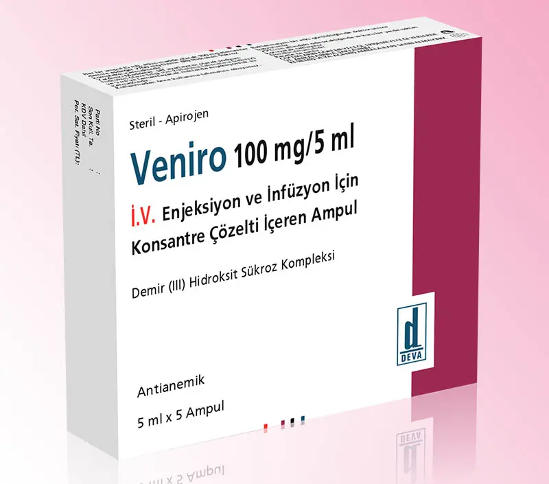 VENIRO 100 MG/5 ML IV ENJEKSIYON VE INFUZYON ICIN KONSANTRE COZELTI ICEREN 5 AMPUL kutu görseli