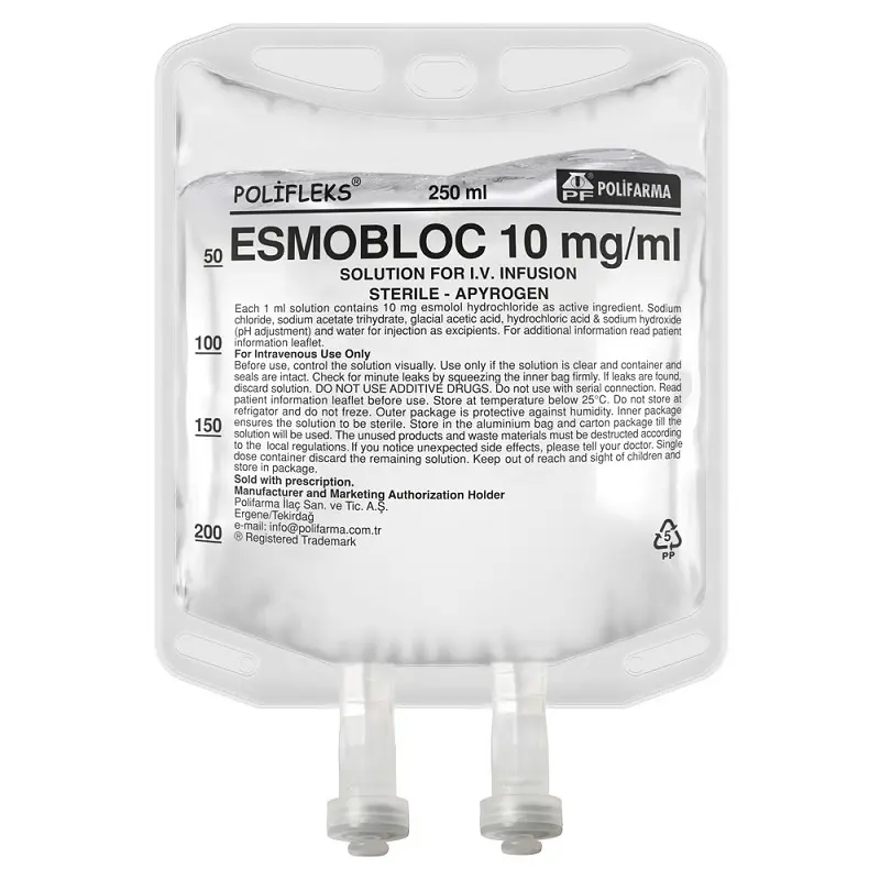ESMOBLOC  10 MG / ML IV INF. ICIN COZELTI (250 ML SETSIZ) kutu görseli