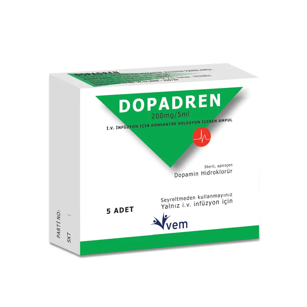 DOPADREN 200 MG/5 ML ENJEKSIYONLUK SOLUSYON ICEREN 5 AMPUL kutu görseli