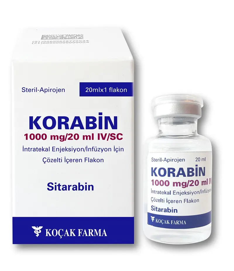 KORABIN 1000 MG/20 ML IV/SC INTRATEKAL ENJEKSIYON/INFUZYON ICIN COZELTI ICEREN FLAKON (1 FLAKON) kutu görseli