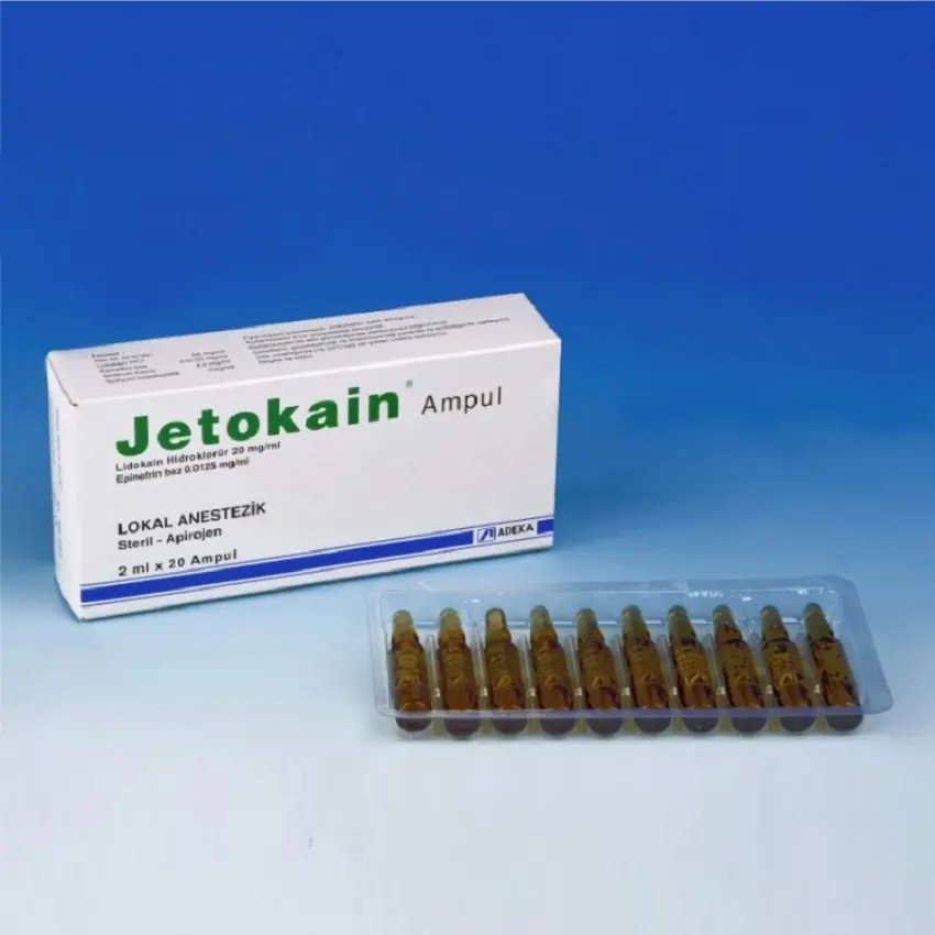 JETOKAIN 20 MG/ML+0,0125 MG/ML ENJEKSIYONLUK COZELTI kutu görseli