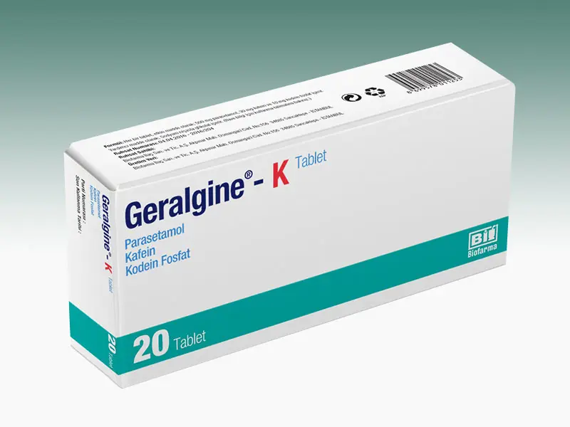 GERALGINE-K 500MG/30 MG/10 MG 20 TABLET kutu görseli