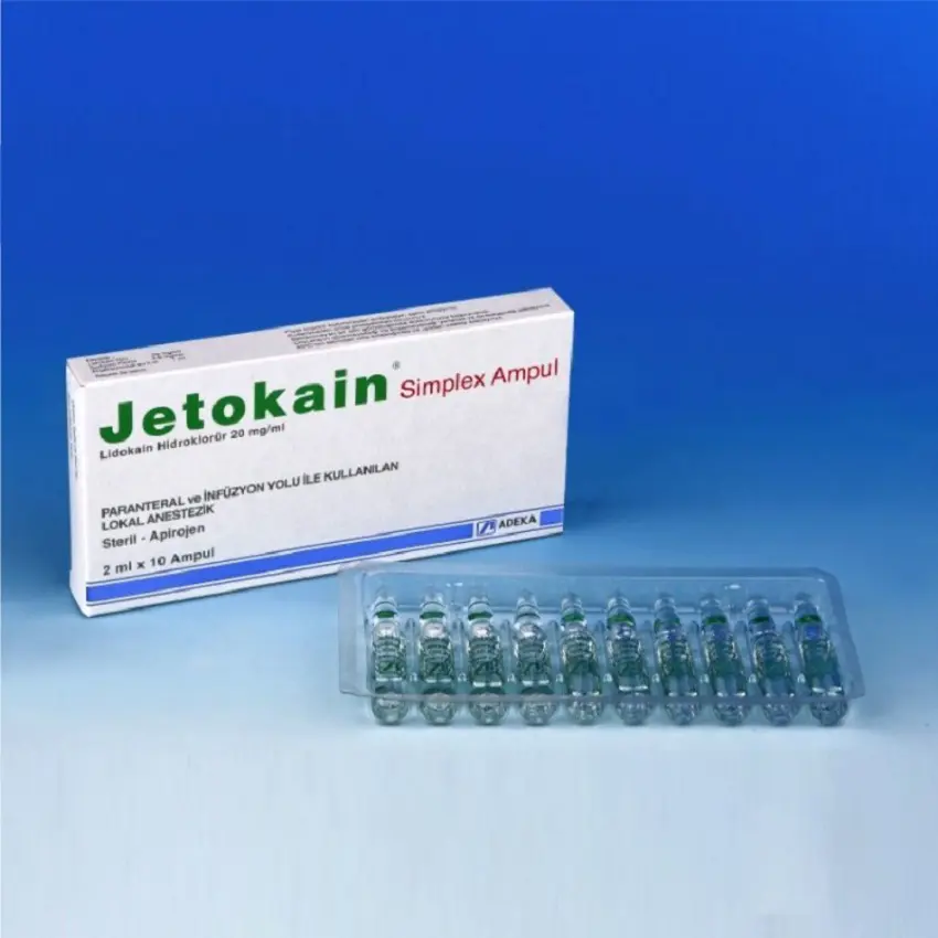 JETOKAIN SIMPLEX 20 MG/ML ENJEKSIYONLUK COZELTI kutu görseli